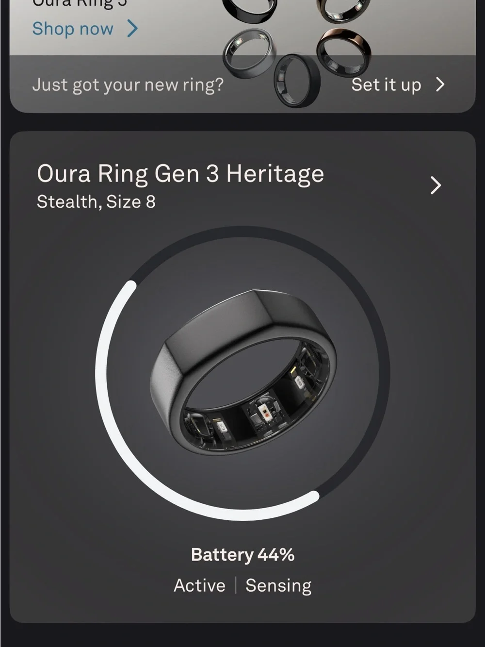 Oura Ring 3 - Stealth - Size 8